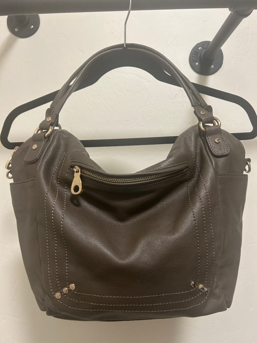 Women's Leather Shoulder Bag with Gold Hardware-copy
